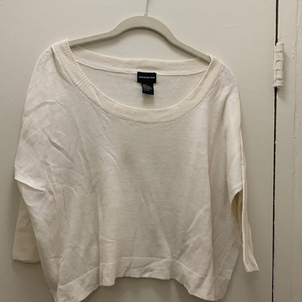 Central Park West cropped linen top